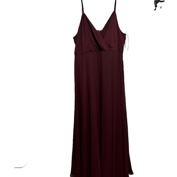 Birdy Grey  Cabernet Burgundy Spaghetti Chiffon Kaia Maxi Dress Plus Size 2X - Picture 6 of 16